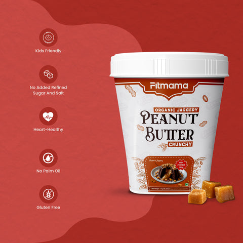 Organic Jaggery Peanut Butter - Natural Sweetness, High Protein Crunch, 100% Clean Fuel